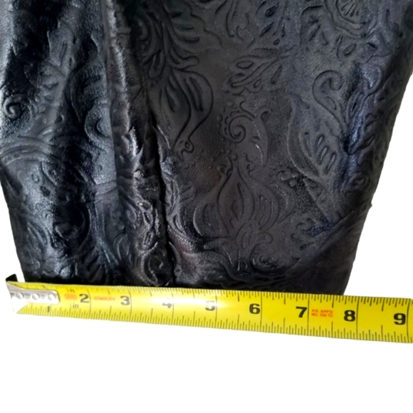 NWT 🇮🇹 Isadora Italian Black Tooled Floral Leather Large Satchel Tote Bag - Picture 11 of 13